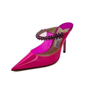 Jimmy Choo Bing 100 PVC Mules w/crystals (fits like a 36-36.5) Barbie pink *Auth